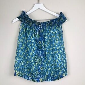 ZARA Woman Floral Silk Top Off Shoulder